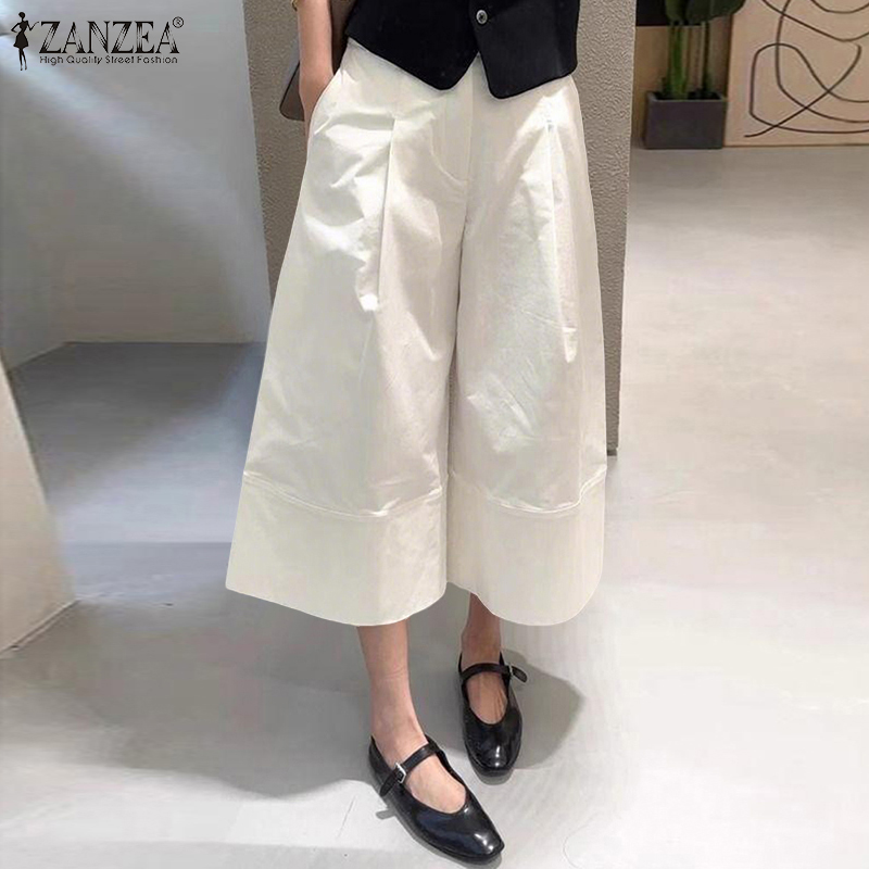 Summer Clothing Work - ZANZEA Pantaloni capri a gamba larga