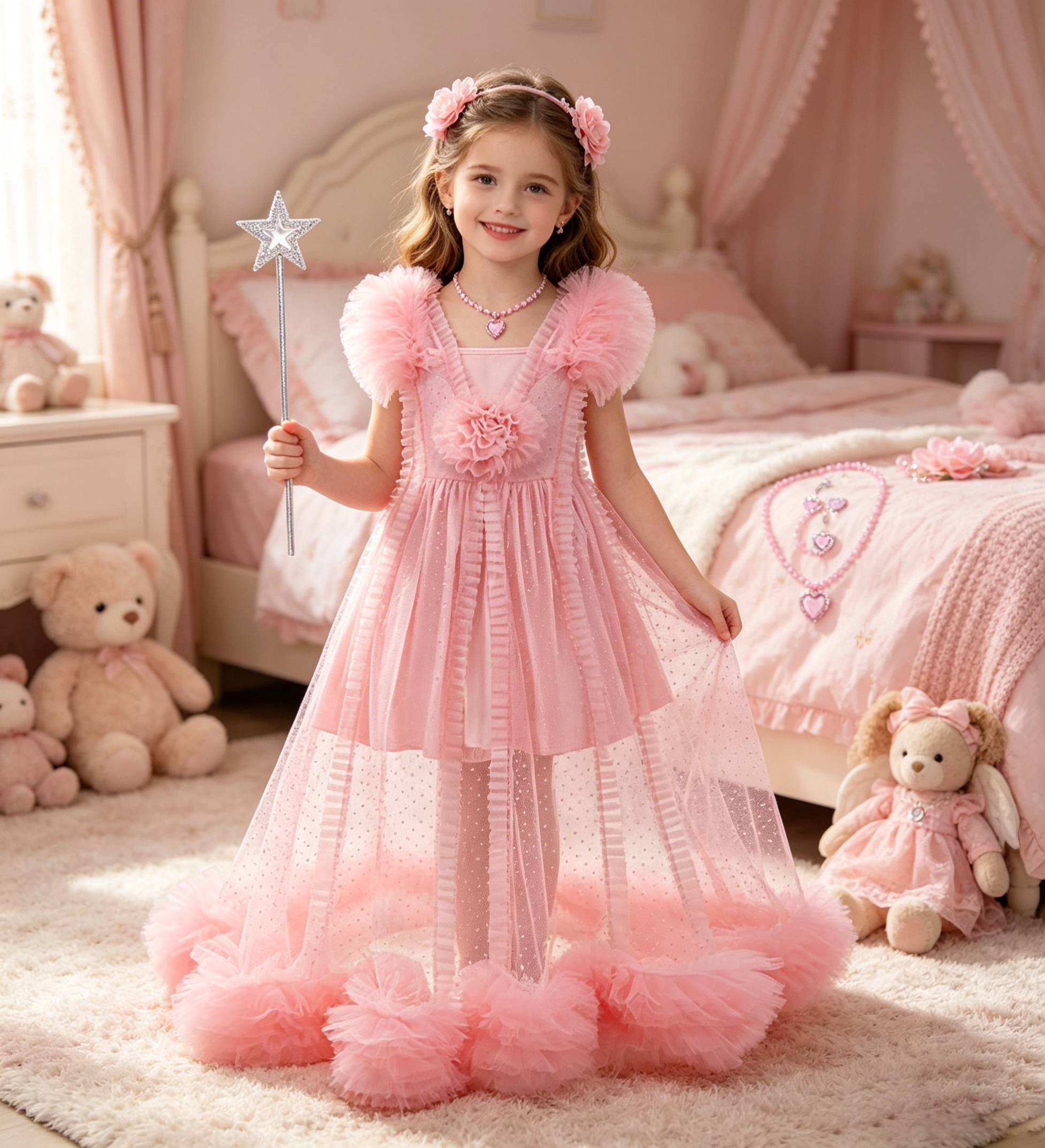 Summer Clothing For Girls - Costume da strega Glinda rosa per