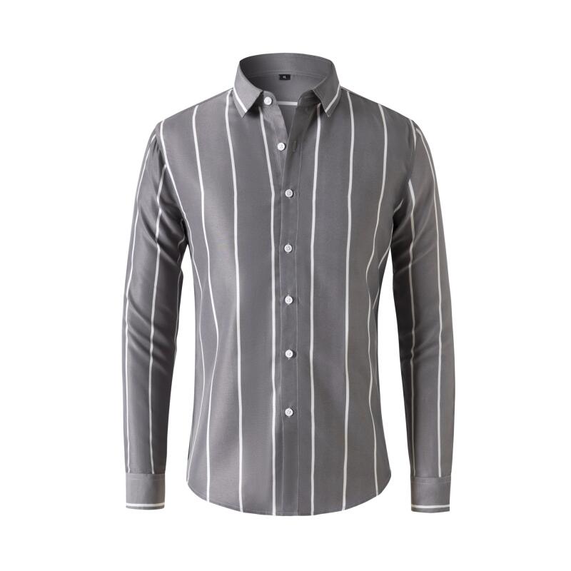 Summer Clothing Long Sleeve - Camicia Elegante a Righe da Uomo,